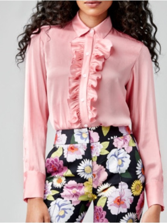 Smythe Tops - Smythe Tuxedo Blouse, Rose Pink, sz Small